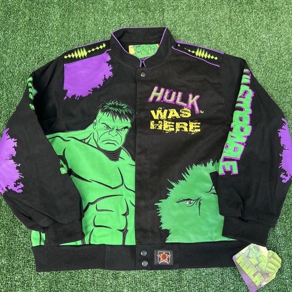 Jh Design Other - NWT‎ VTG JH Design Hulk Jacket Youth 2XL Black Men's S Crop Boxy Racing Marvel